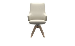 Stuhl Stressless Vanilla in creme mit holzfarbenem Gestell.