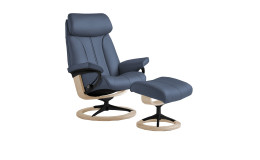 Relaxsessel mit Hocker Stressless Paul (m) Signature, in der Farbausführung Oxford Blue