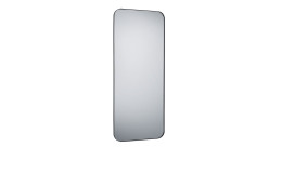 Rahmenspiegel Britta mit einem schwarzen Metallrahmen in einer rechteckigen Form mit abgerundeten ecken.