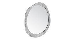 Dekospiegel Lale mit einem Rahmen in silber aus Metall. Schräge Seitenansicht