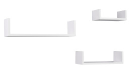Wandregal 3er-Set Ava in Weiß aus Holzwerkstoff. Schräge Seitenansicht