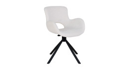 Esszimmerstuhl Nilla von House Nordic mit mit einem Bouclé-Stoff in Weiß, Beine schwarz