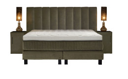 Komfort-Boxspringbett Premium Chandon Elektro in einem Graugrünenbezug