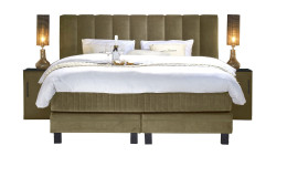 Komfort-Boxspringbett Premium Chandon Elektro in einem grünen Bezug