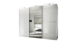 Komfort-Schwebetürenschrank Phönix, Alpinweiß Glas