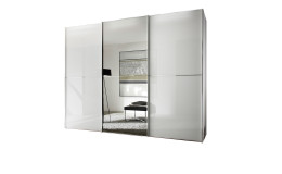 Basis-Schwebetürenschrank Phönix, Alpinweiß Glas