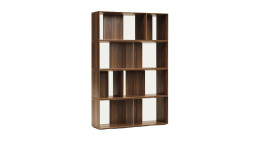 Regal Litto, bestehend aus 6 Modulen in Nussholzfurnier