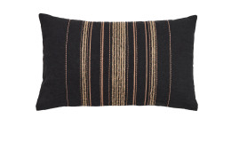 Kissenbezug Sairu von Kave Home, schwarz/beige mit Jutestickerei 