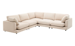 Ecksofa Gala von Kave Home in Chenille-Stoffe in Beige, 6-Sitzer