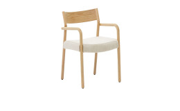 Armlehnenstuhl Falconera mit Gestell und Lehnen in Eiche und einem naturfarbenen Sitzbezug