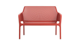 Gartenbank Net in Corallo aus Fiberglass-Polypropylen, mit Armlehnen