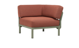 Eck-Element Maximo in Zimt/Cactus (Rotbraun/Grün), Gestell mit Matt-Effekt