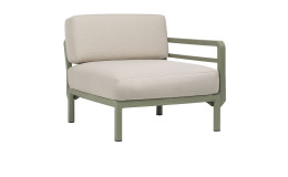 End-Element mit Lehne Maximo in Perla/Cactus (Beige/Grün), Gestell mit Matt-Effekt