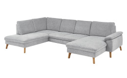 Basis-Wohnlandschaft MONDO NATUR Livento in einem Bezugsstoff in Grey. Schrägeansicht