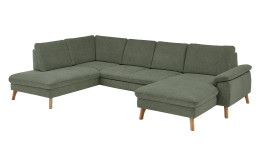 Basis-Wohnlandschaft MONDO NATUR Livento in einem Bezugsstoff in Moos. Schrägeansicht