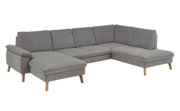 Basis-Wohnlandschaft MONDO NATUR Livento in einem Bezugsstoff in Nougat. Schrägeansicht