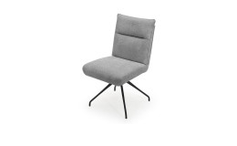 Stuhl vito Bellsize 9283 Horsens mit einem grauen Stoffbezug und einem schwarzen Metallgestell, schräggestellte Ansicht