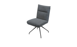 Stuhl vito Bellsize 9283 Horsens mit einem dunkelgrauen Stoffbezug und einem schwarzen Metallgestell, schräggestellte Ansicht