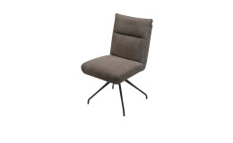 Stuhl vito Bellsize 9283 Horsens mit einem braunen Stoffbezug und einem schwarzen Metallgestell, schräggestellte Ansicht
