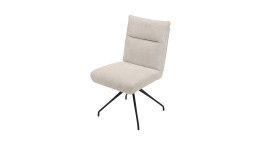 Stuhl vito Bellsize 9283 Horsens mit einem naturfarbenen Stoffbezug und einem schwarzen Metallgestell, schräggestellte Ansicht