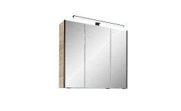 Spiegelschrank vito Alomi in Polar Pinie Nachbildung, mit 3 Türen und LED-Aufsatzleuchte