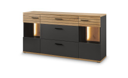 Sideboard Set One Quincy mit zwei Glastüren, einer Schublade und zwei Klappen, beleuchtet