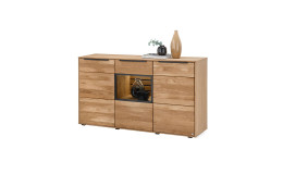 Sideboard set one Jackson in Eiche, mit einem verglasten, beleuchteten Fach mittig