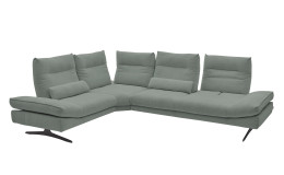 Basis-Ecksofa Musterring MR 2795, in der Farbausführung Graugrün, Schrägansicht mit Sitztiefenverstellung