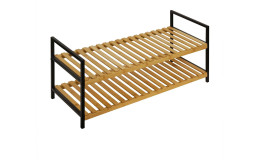 Schuhbank Charlie mit zwei Bambus-Böden und schwarzem Gestell