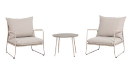 Balkon-Set Gualdo in beige, bestehend aus 2 Sessel und 1 Tisch