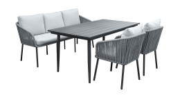 Gartensets Este in Grau und Anthrazit, Gestell Aluminium 