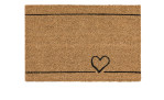 Astra Fußmatte Coco Smart 40x60 cm aus Naturmaterial mit zwei schwarzen Linien und Herz unten rechts.