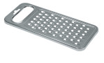 Die GEFU Gemüsereibe Retaro ist eine rechteckige Metallreibe mit Griff und großen Löchern, ideal für Ihre Küche.