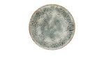 Der Creatable Speiseteller Uno 28 cm ist ein runder grauer Steingutteller mit Strukturmuster und bräunlichem Rand.