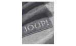 JOOP! Saunatuch Classic 80x200 cm in anthrazitgrau mit weißem JOOP! Logo, aus Naturfaser.