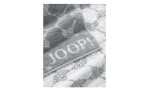 JOOP! Saunatuch Classic 80x200 cm in grau/silberfarben mit floralem Muster und Logo auf weichem, strukturiertem Stoff.