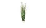 Gras 115 cm aus Kunststoff in grün mit weißen Applikationen und Untertopf.