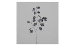 Lunaria-Zweig 68 cm aus Kunststoff mit schwarzen Stiel und Blätter. Auf einem grauen Hintergrund.