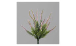 Erika-Pick 25 cm aus Kunststoff in grün mit rosa Knospen. Auf einem grauen Hintergrund.