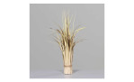 Stehgras 58 cm aus Kunststoff in beige mit einem braunen Band zugebunden. Auf einem grauen Hintergrund.