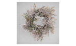Farnmix-Kranz 28 cm in pink / violett, mit einem grauen Hintergrund