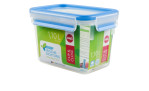 Emsa Frischhaltedose Clip & Close 1,1L, rechteckig, transparent, mit blauem Deckel und Frischesiegel.