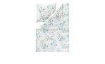Estella Flanell-Bettwäsche Frosted flowers 135x200 cm, weiß mit blau-beigem Blumenmuster, inkl. Kissen- & Bettdeckenbezug.