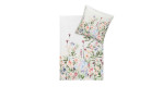 Mako-Satin-Bettwäsche Nancy 135x200 cm: Weißes Bettwäscheset mit buntem Blumenmuster, Kissen- & Bettdeckenbezug aus Baumwolle.