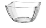 Leonardo Schale Piazza 12 cm, transparente quadratische Glasschale mit abgerundeten Ecken auf weißem Hintergrund.