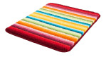 Kleine Wolke Badteppich Meusch 50x60 cm, Mehrfarbig, mit horizontalen Streifen auf weißem Hintergrund.