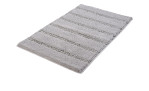 Kleine Wolke Badteppich Monrovia 70 x 120 cm, Synthetikfaser, grau mit Streifen, auf weißem Hintergrund gezeigt.