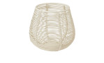 Teelichthalter 10 x 9 cm, beige Weide, Ausführung Weiß, rund, offenes Muster, Höhe 9 cm, Durchmesser 10 cm.