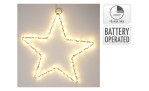 LED Stern 30 cm: Warm leuchtende, sternförmige Lichterkette in Silber, batteriebetrieben mit 6h Timer.