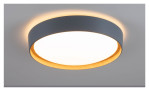 LED-Deckenleuchte Emilia von Leuchten Direkt in Grau mit schwarzem Ring, Holzkante und inklusive Leuchtmittel.